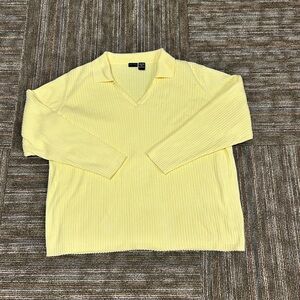 Vintage Baileys Point Butter Yellow V-neck Polo Sweater 90s Y2K Cottage core 3X
